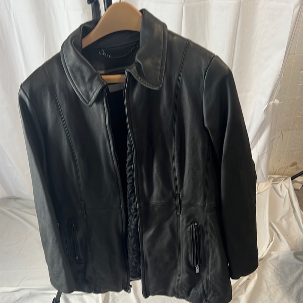 Wilsons Leather Black Leather Jacket Classic Design - Picture 1 of 3